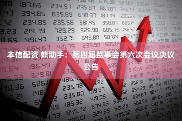 本信配资 蜂助手：第四届监事会第六次会议决议公告